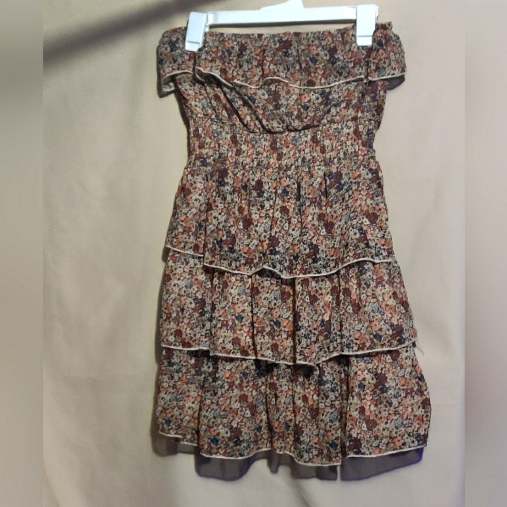 Floral Strapless Tiered Dress